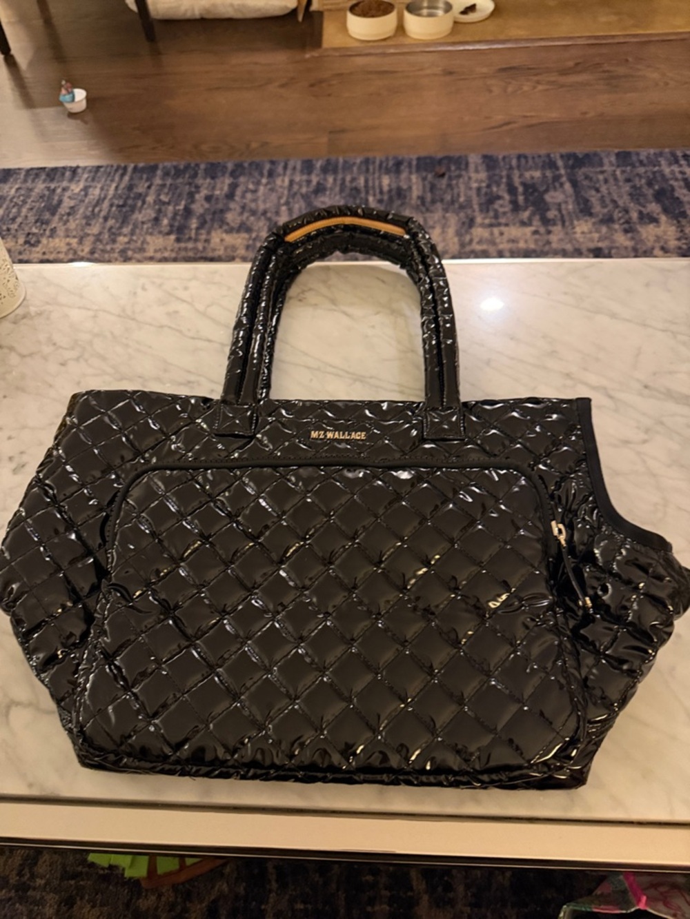 MZ Wallace Black Quilted Patent Dog/ Pet Tote - NWT